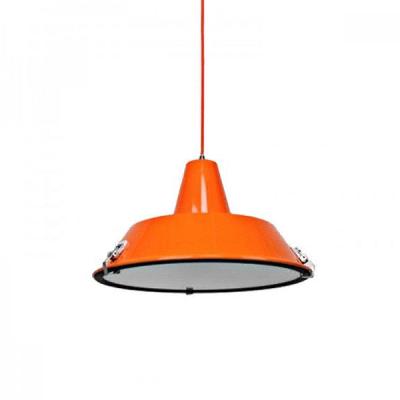asi industrial cord drop dome pendant light lamp - orange