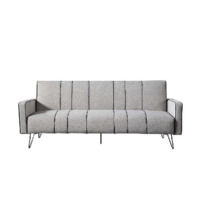modern designer fabric 3-seater sofa bed metal legs - grey
