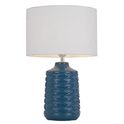agra modern table desk lamp light fabric ceramic blue white gloss