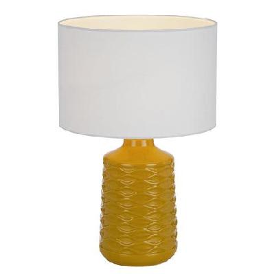 agra modern table desk lamp light fabric ceramic butterscotch white gloss