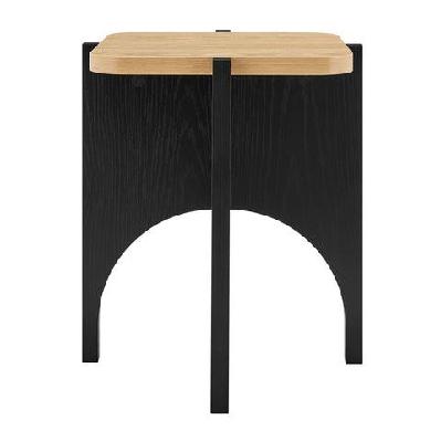 aisling wooden round side end lamp table black/oak