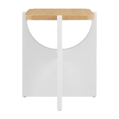 aisling wooden round side end lamp table white/oak