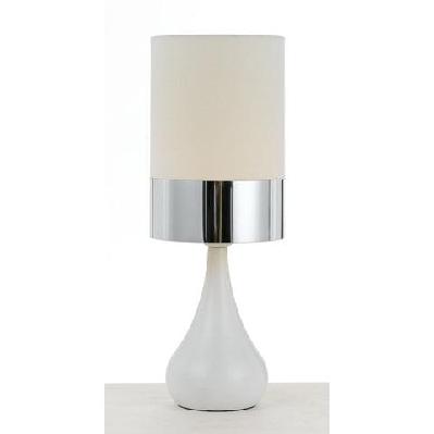akira modern table desk lamp light fabric ceramic chrome white