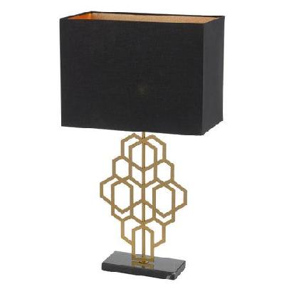 akron modern table desk lamp light marble metal fabric black antique gold