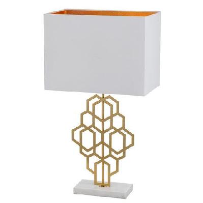 akron modern table desk lamp light marble metal fabric white antique gold