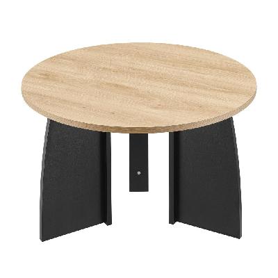 alfie wooden round coffee tea table 70cm oak/black