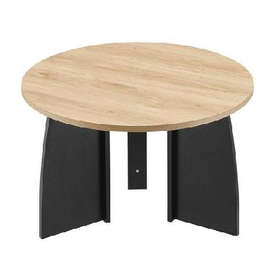 alfie wooden round coffee tea table 70cm oak/black