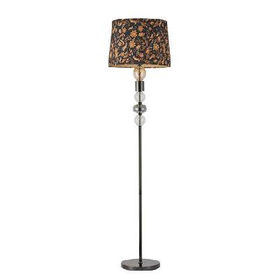 allegra flower fabric shade metal glass base standing floor light lamp black nickel