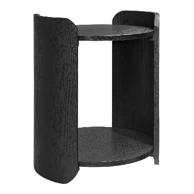 amara wooden modern round side end lamp table black