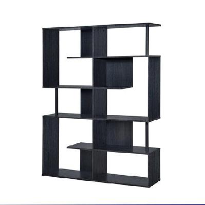 amber wooden 5-tier display shelf bookcase storage cabinet - black