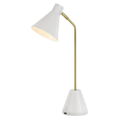ambia modern table desk lamp light metal brass white matte