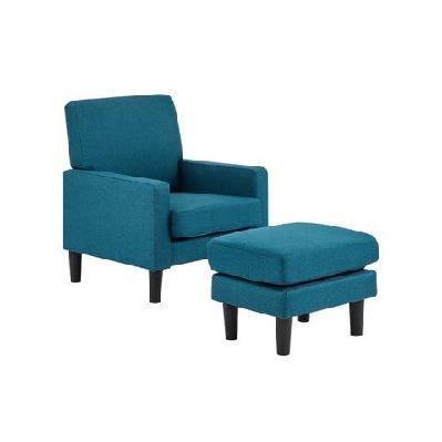 andrew fabric accent lounge relaxing chair with ottoman - teal teal