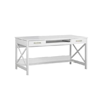 andy home office study writing computer desk w/ 2-drawers - distressed white