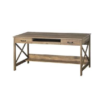 andy home office study writing computer desk w/ 2-drawers - rustic oak