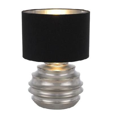 aras modern table desk lamp light fabric ceramic silver black gloss