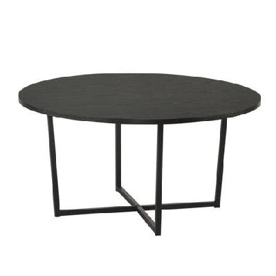 archie round wooden coffee table 80cm - black