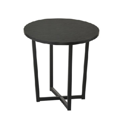 archie wooden round end lamp side table - black