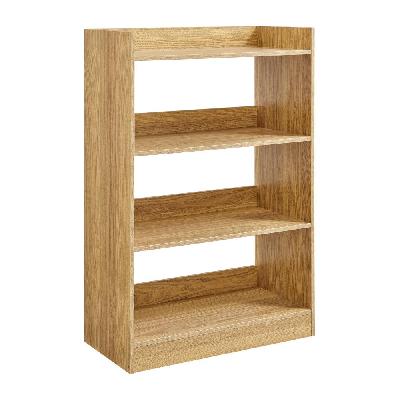 argo wooden 4-tier low bookcase display shelf organizer oak