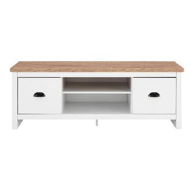 ari modern 2-drawer small tv stand entertainment unit - oak and white