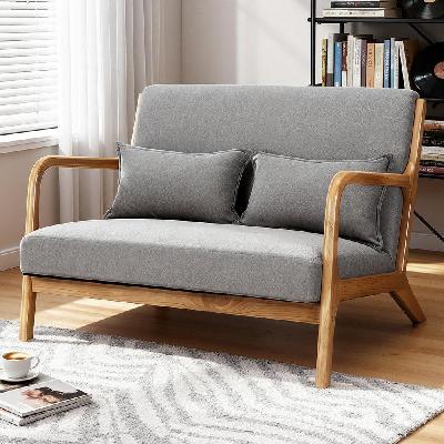armchair 2-seater loveseat fabric grey