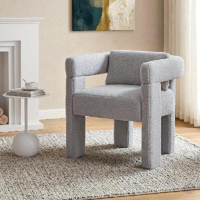 armchair accent chair lounge sofa couch boucle fabric grey