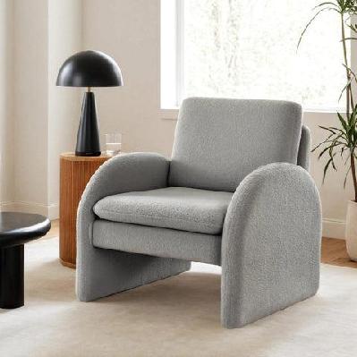 armchair accent chair lounge tub sofa couch curved arm seat boucle grey