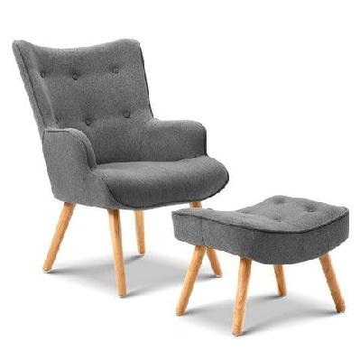 armchair and ottoman - grey