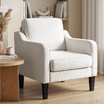 armchair lounge accent chair linen fabric beige