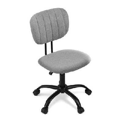 armless office chair with wheels, ergonomic 360° swivel home office desk chair, height adjustable computer task chair with fabric back and seat for small space, grey