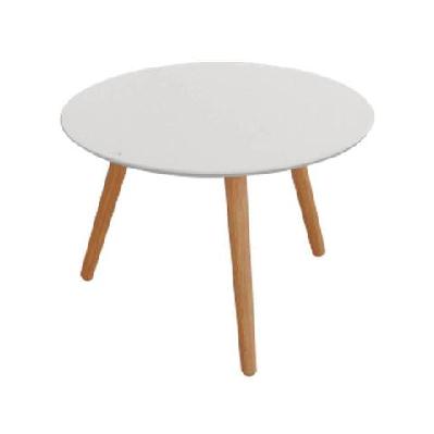 art round modern scandinavian wooden coffee table - white