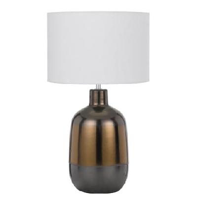 arthur modern table desk lamp light fabric ceramic bronze white gloss