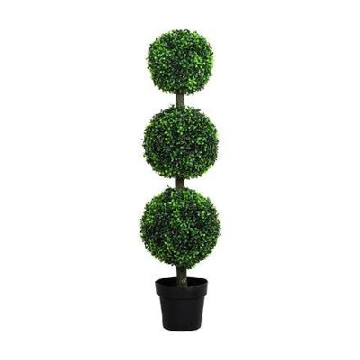 artificial triple ball boxwood trees | 112cm uv-resistant faux plants for indoor and outdoor decor