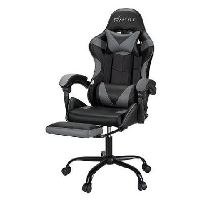 artiss 2 point massage gaming office chair footrest grey