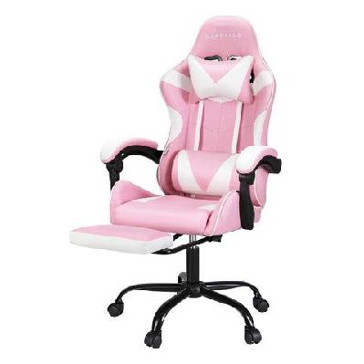 artiss 2 point massage gaming office chair footrest pink