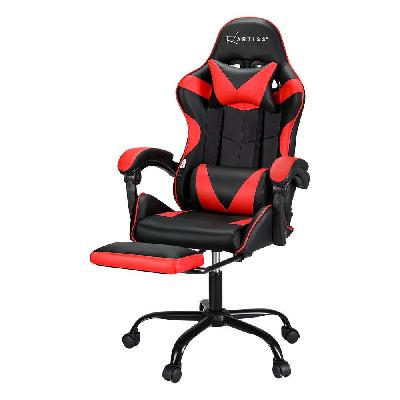 artiss 2 point massage gaming office chair footrest red