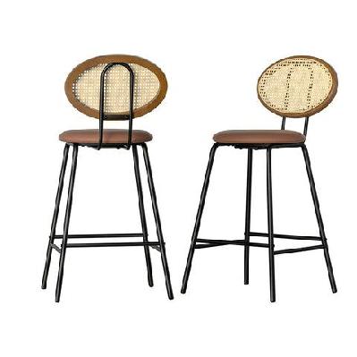 artiss 2x bar stools pu leather stools brown