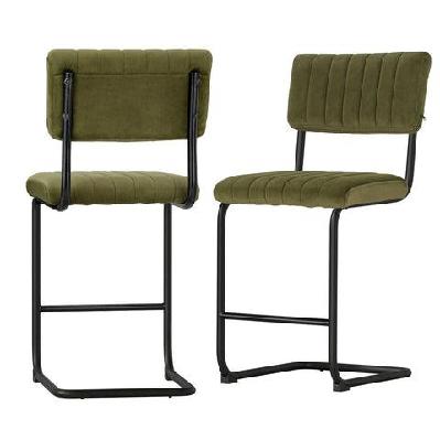 artiss 2x bar stools velvet chairs green