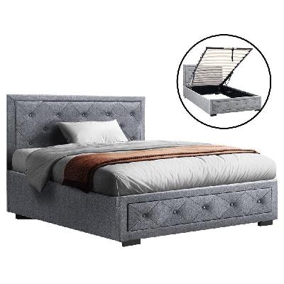 artiss bed frame king single size gas lift base with storage mattress fabric
