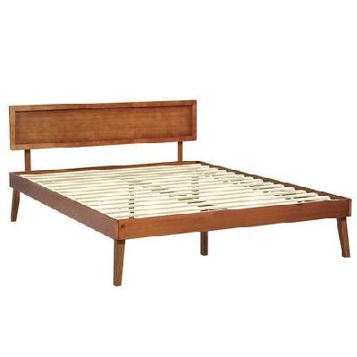 artiss bed frame queen size wooden bed base walnut splay