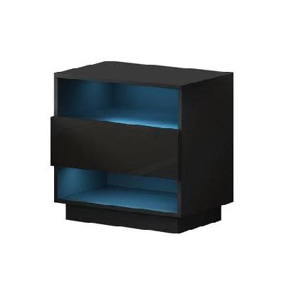 artiss bedside tables side table rgb led drawers nightstand high gloss black