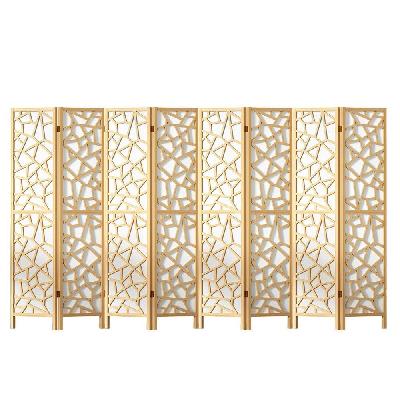 artiss clover room divider screen privacy wood dividers stand 8 panel natural