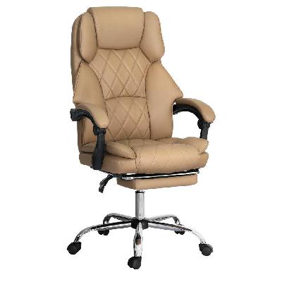 artiss executive office chair leather footrest espresso
