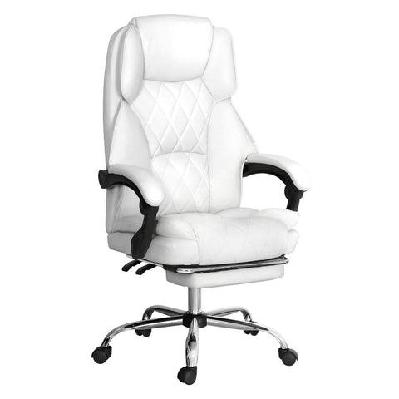 artiss executive office chair leather footrest white