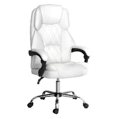 artiss executive office chair leather recliner white