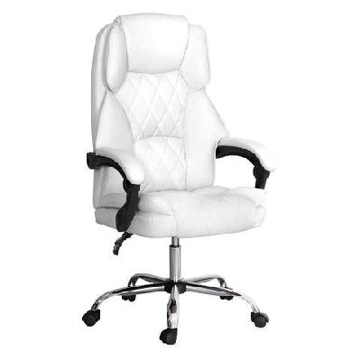artiss executive office chair leather recliner white