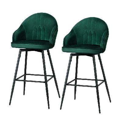 artiss set of 2 bar stools kitchen stool dining chairs velvet chair barstool green mesial