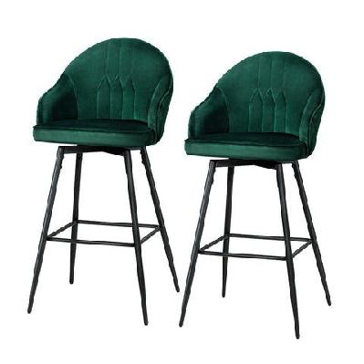 artiss set of 2 bar stools kitchen stool dining chairs velvet chair barstool green mesial