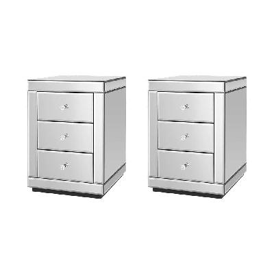 artiss set of 2 bedside tables drawers mirrored side end table cabinet nightstand