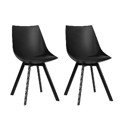 artiss set of 2 lylette dining chairs cafe chairs pu leather padded seat black