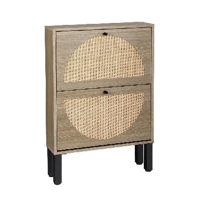 artiss shoe cabinet 2 drawers rattan 6 pairs